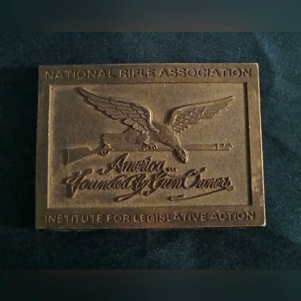Vintage NRA "AMERICA FOUNDED BY GUN OWNERS' Eagle Belt Buckle